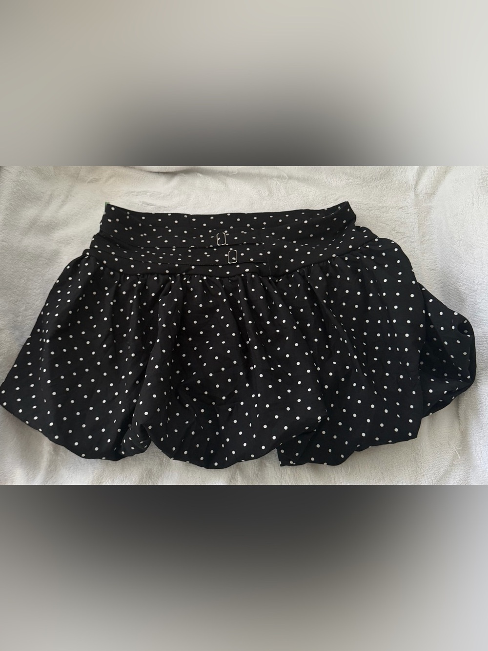 Polka Dot High-Waist Black Mini Skirt - Picture 3 of 5